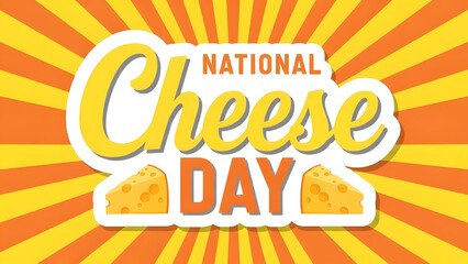 National Cheese Day celebration with cheese wedges and sunburst background