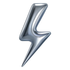 3d lightning vector metal silver chrome flash icon in realistic style isolated vector illustration