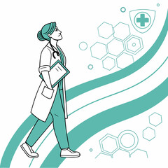 Medical technology abstract background, soft geometric curves