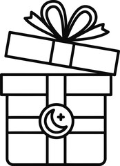 Islamic Gift Box Open with Crescent Moon and Star Icon
