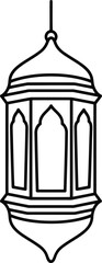 Islamic Lantern Silhouette Hanging Ornate Geometric Shape Line Drawing