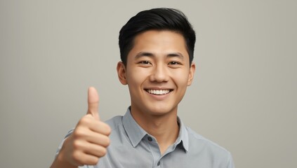 Asian employee giving a thumbs-up
