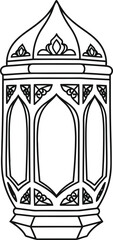 Islamic Lantern Outline Silhouette Ornament Vector Art Festive Celebration