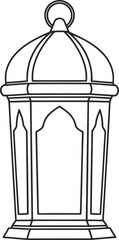 Islamic Lantern Silhouette Line Drawing Ramadan Eid Celebration