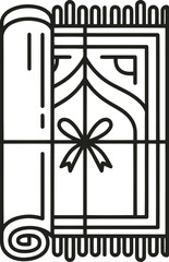 Islamic Prayer Mat Rolled with Ribbon Bow and Tassels