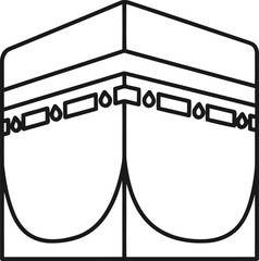 Kaaba Islamic Symbol Line Drawing, Mecca Holy Site Icon, Faith Worship
