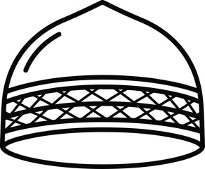 Kufi Hat Silhouette Islamic Headwear Religious Symbol Simple Line Drawing