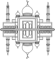 Mosque Architecture Symmetry Reflection Line Drawing