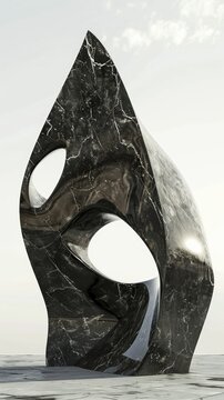 Sculpted from sleek black marble this monolithic form evokes a sense of strength and stability while its abstract shape hints at soing more complex beneath.