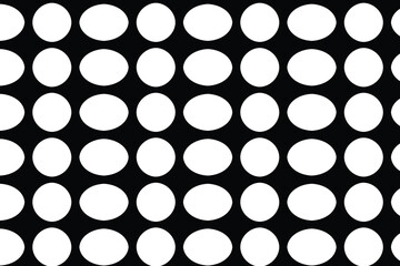 A black and white pattern of evenly spaced white circles on a black background