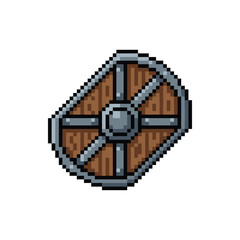 Pixel Art Wooden Shield Sprite