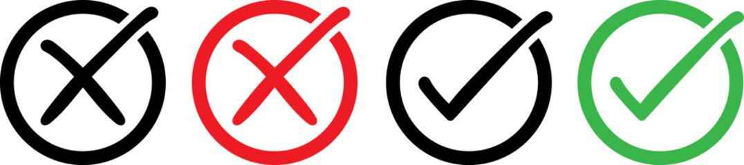 Obraz premium Checkmark and cross symbols set