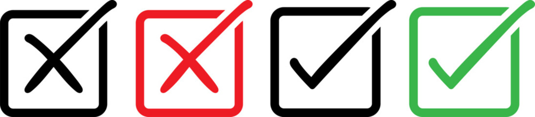 Fototapeta premium Checkmark and cross icons set