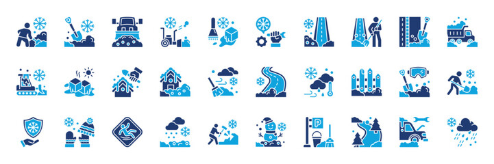 Snow Removal Solid style. Containing Cleaning, Winter, road clearing, Winter Service, Snowman