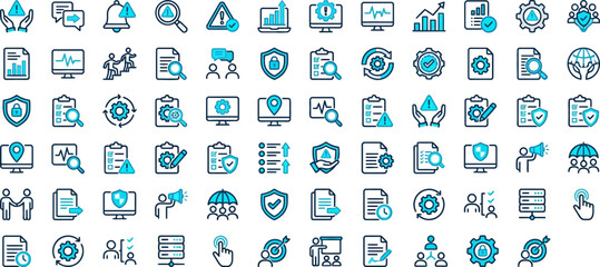 Cybersecurity Business Protection Solid Icons Vector Set &ndash; Shield Network Alert Data Lock Threat Management Analytics Firewall Encryption Filled Icon Pack UI Web App