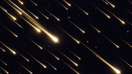 Meteor shower with many bright shooting stars against night sky