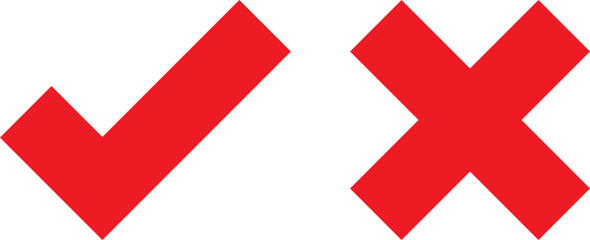 Obraz premium Red checkmark and cross symbols