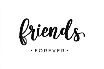 Minimalist illustration of the word friends in elegant script, conveying a heartfelt message of companionship and loyalty, perfect for friendship-themed designs and projects