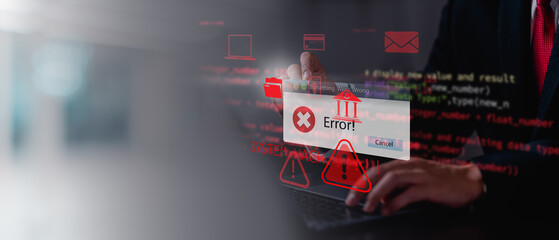 System hacked alert after cyber attack on computer network. compromised information concept. internet virus cyber security and cybercrime. hackers to steal the information is a cybercriminal