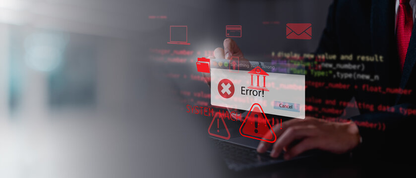 System hacked alert after cyber attack on computer network. compromised information concept. internet virus cyber security and cybercrime. hackers to steal the information is a cybercriminal