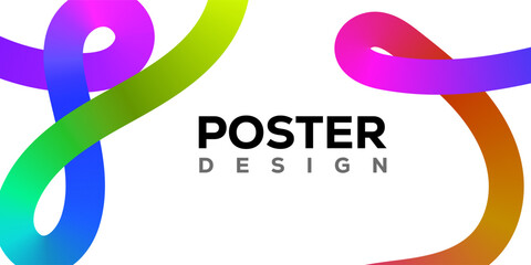 Abstract Rainbow Gradient Ribbon Shapes with Colorful Flowing Curves Modern Wave Background Vector Illustration