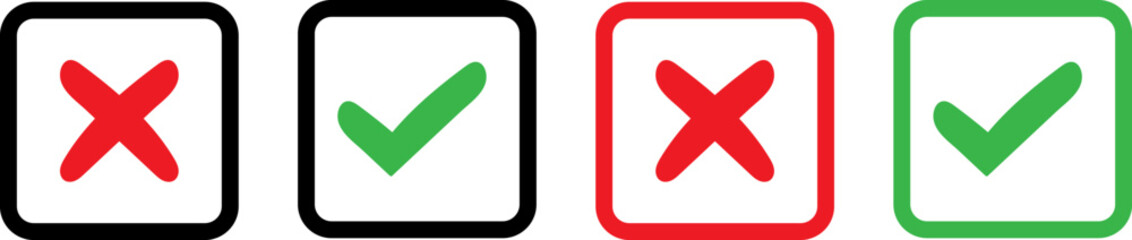 Obraz premium Checkmark and cross icons set