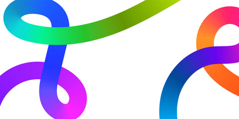 Abstract Rainbow Gradient Ribbon Shapes with Colorful Flowing Curves Modern Wave Background Vector Illustration