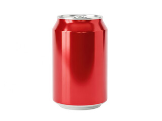 A solitary red soda can standing upright against a white background isolated on transparent background