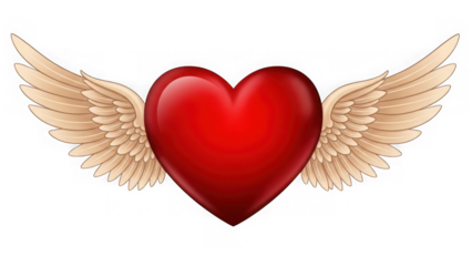 Heart with wings isolated on transparent background