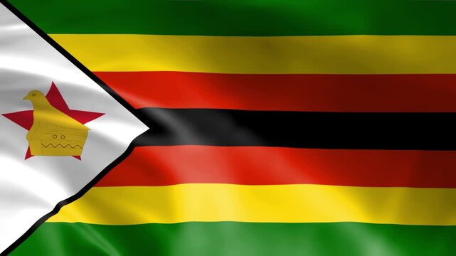 Zimbabwe flag waving national symbol with emblem and stripes representing country and patriotism for graphic design