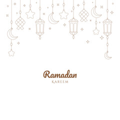 Ramadan Kareem greeting with golden lanterns