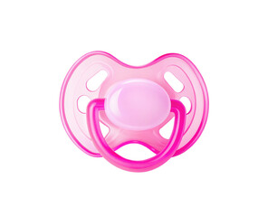 Pink baby pacifier on a transparent background