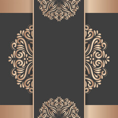 Gold vintage greeting card on a black background.