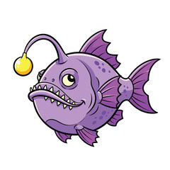 Fototapeta premium Whimsical Purple Anglerfish Vector Illustration
