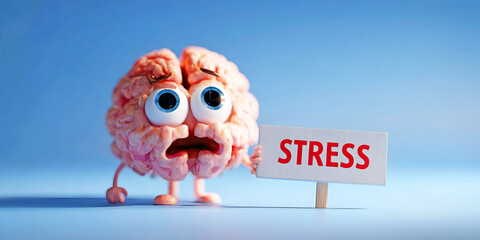 Obraz premium Brainstorm Breakdown: A Cartoon Crisis of Stress, ai generated.