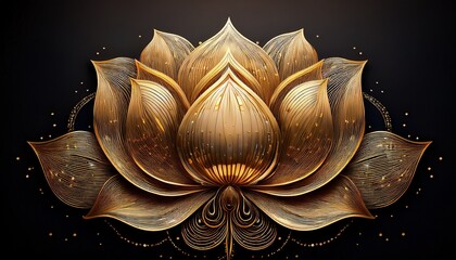 Intricate Golden Lotus Flower Mandala Design Image