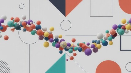 abstract background with colorful geometric shapes and spheres