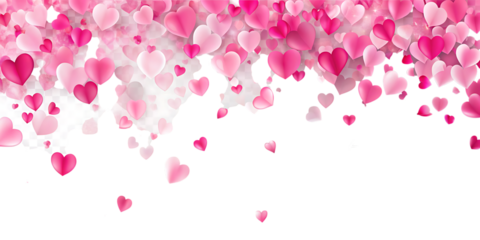 Pink hearts falling on white to isolated on a transparent background falling hearts white background