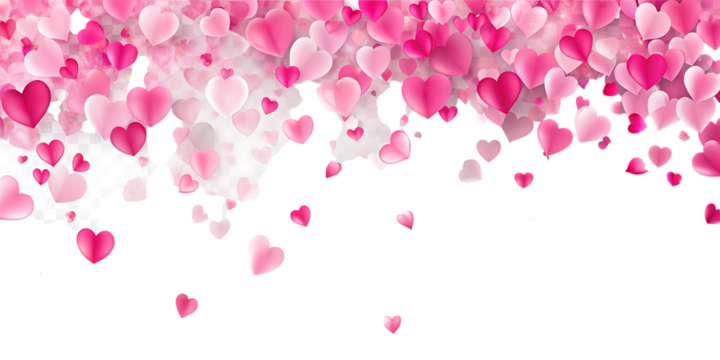 Pink hearts falling on white to isolated on a transparent background falling hearts white background - Powered by Adobe