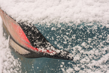 Car Covered with Snow and Ice &ndash; Winter Weather and Extreme Conditions Detail