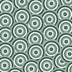 Fototapeta premium Retro Concentric Circle Seamless Pattern in Sage and Green Tones