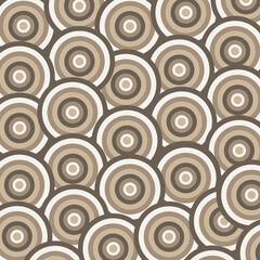 Fototapeta premium Neutral Mid Century Concentric Circle Seamless Pattern in Beige and Brown