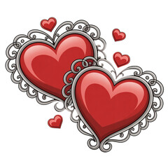 Decorative double heart frame romantic love symbol with elegant details