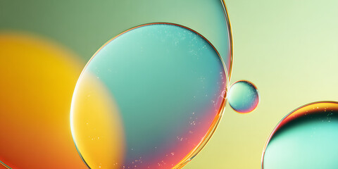 Blurred green blue bubbles minimalist abstract