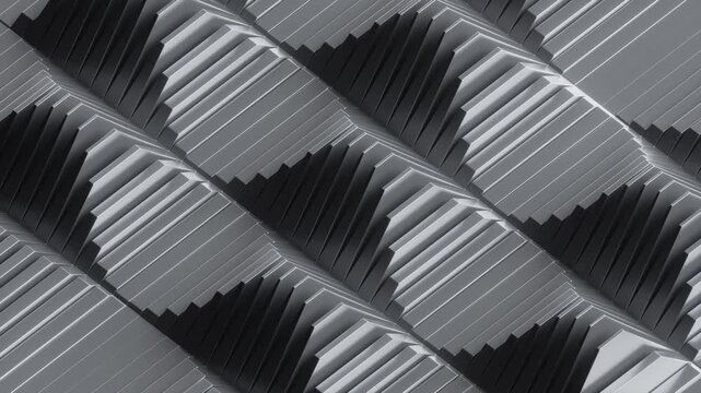 cycled 3d animation, abstract technological background with geometrical texture, looping equalizer with spreading waves