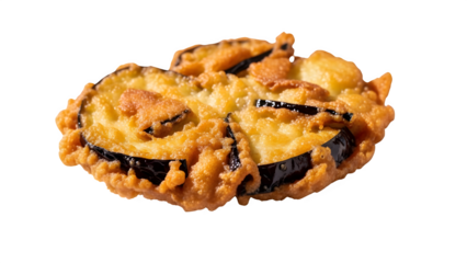 Delicious japanese eggplant tempura fritter isolated on transparent background