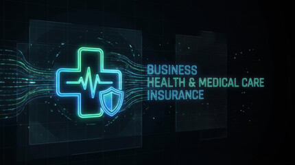 Health insurance medicine patient doctor hospital medic stethoscope glowing neon cross health insurance concept glowing neon cross health the Health insurance concept in hospital background