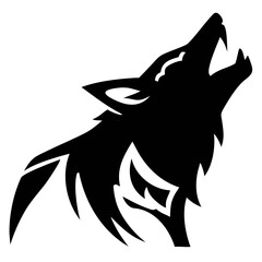 Wolf silhouette howling upward