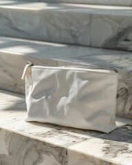 Naklejka premium Cosmetic Bag Makeup Bag Toiletry Bag Clutch Bag White Bag Fashion Accessory