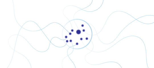 Abstract clean modern abstract composition featuring technology and connectivity Molecule Network With and Swirling wavey Lines on White surface  Background.